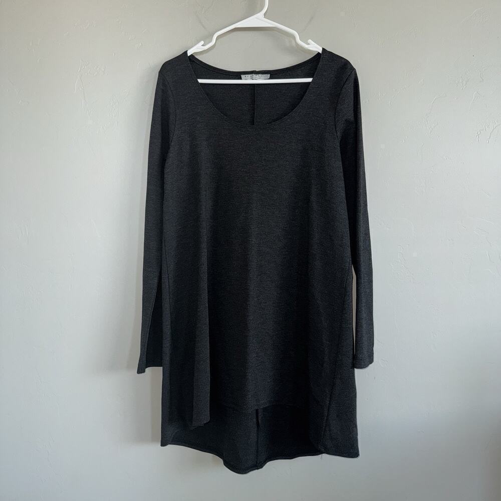 Bryn Walker High-low Hem Tunic Size S Black Long Sleeve Lagenlook Made In USA